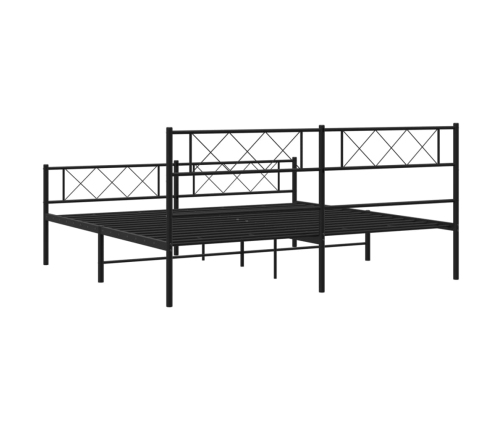 Estructura cama sin colchón con estribo metal negro 200x200 cm