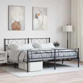 Estructura cama sin colchón con estribo metal negro 200x200 cm