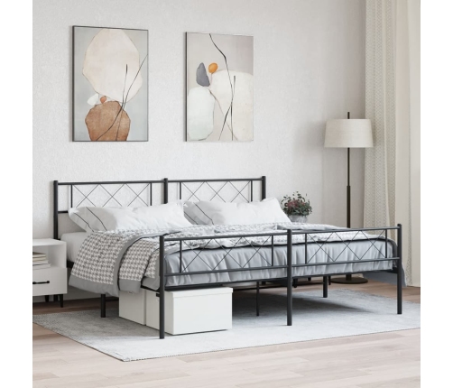 Estructura cama sin colchón con estribo metal negro 200x200 cm