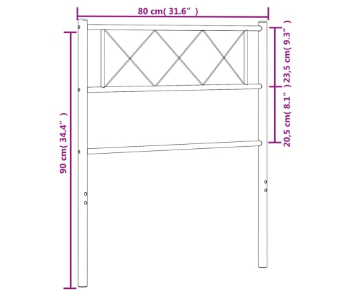 Cabecero de metal negro 75 cm