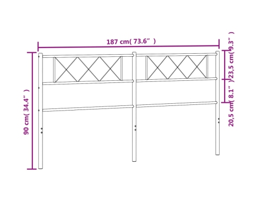 Cabecero de metal negro 180 cm