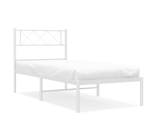 Estructura cama sin colchón con cabecero metal blanco 75x190 cm