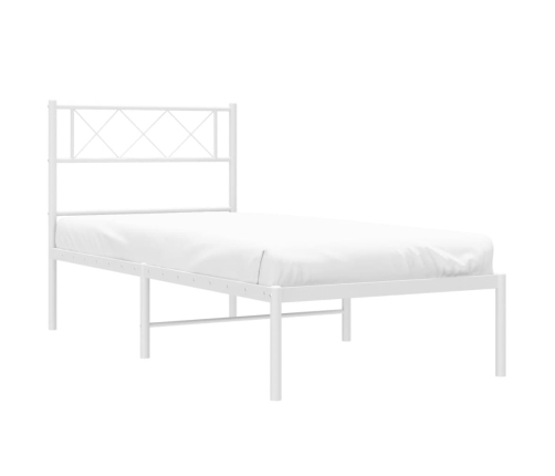 Estructura cama sin colchón con cabecero metal blanco 75x190 cm