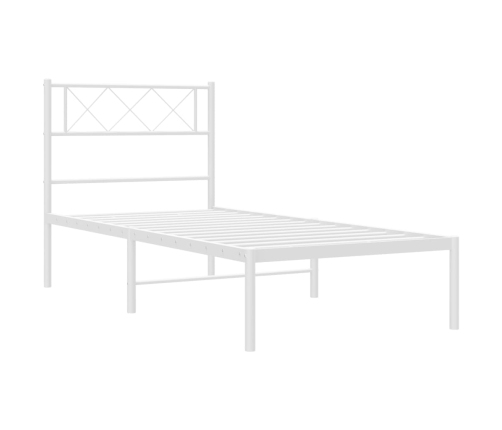 Estructura cama sin colchón con cabecero metal blanco 75x190 cm