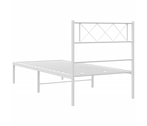 Estructura cama sin colchón con cabecero metal blanco 75x190 cm