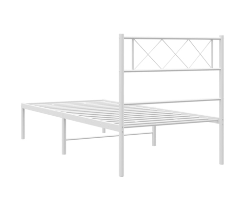 Estructura cama sin colchón con cabecero metal blanco 90x200 cm