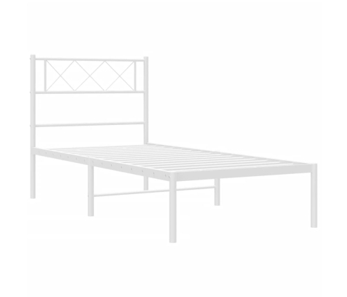 Estructura cama sin colchón con cabecero metal blanco 100x200cm