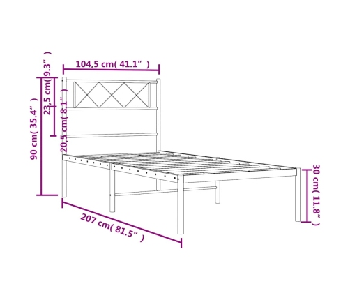 Estructura cama sin colchón con cabecero metal blanco 100x200cm