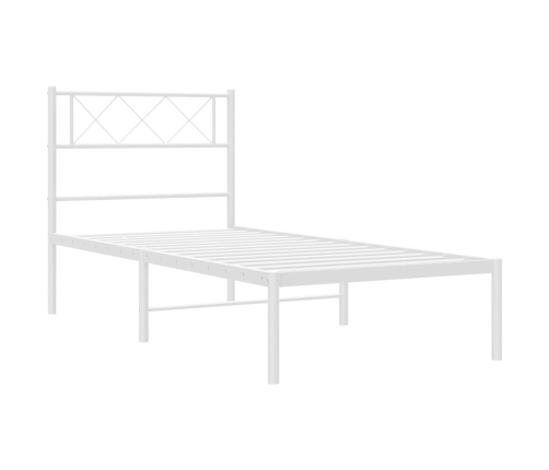 Estructura cama sin colchón con cabecero metal blanco 107x203cm