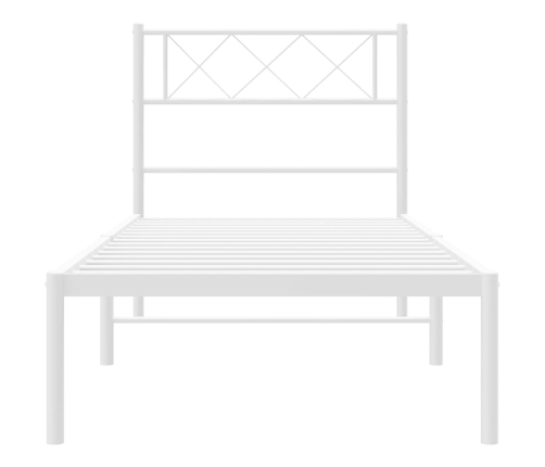 Estructura cama sin colchón con cabecero metal blanco 107x203cm