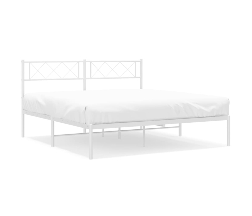 Estructura cama sin colchón con cabecero metal blanco 135x190cm