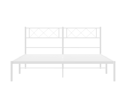 Estructura cama sin colchón con cabecero metal blanco 135x190cm