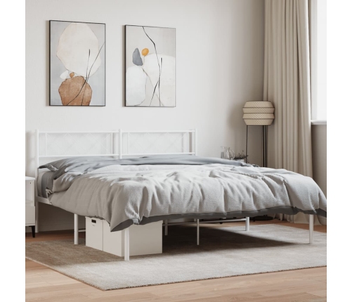 Estructura cama sin colchón con cabecero metal blanco 135x190cm