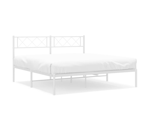 Estructura cama sin colchón con cabecero metal blanco 140x190cm