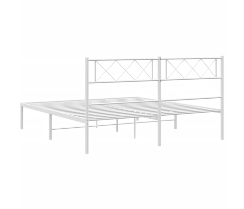 Estructura cama sin colchón con cabecero metal blanco 140x190cm