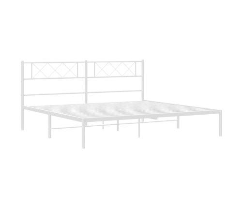 Estructura cama sin colchón con cabecero metal blanco 160x200cm