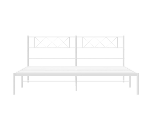 Estructura cama sin colchón con cabecero metal blanco 160x200cm