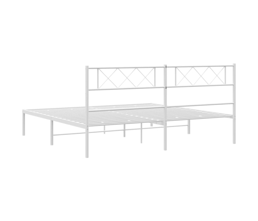 Estructura cama sin colchón con cabecero metal blanco 160x200cm