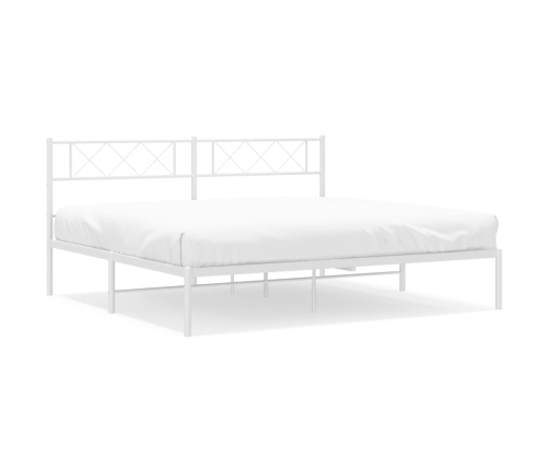 Estructura cama sin colchón con cabecero metal blanco 183x213cm