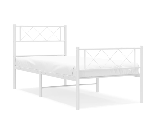 Estructura cama sin colchón con estribo metal blanco 75x190 cm