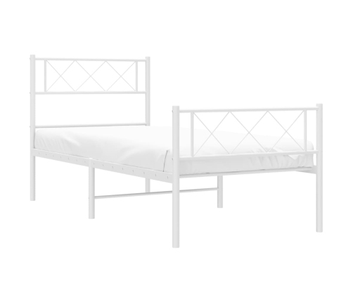 Estructura cama sin colchón con estribo metal blanco 75x190 cm