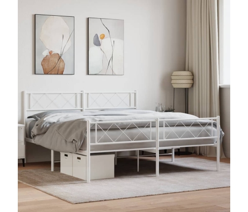 Estructura cama sin colchón con estribo metal blanco 120x190 cm