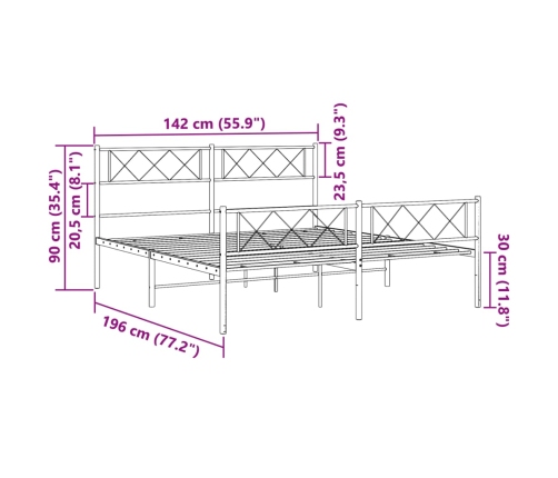 Estructura cama sin colchón con estribo metal blanco 135x190 cm