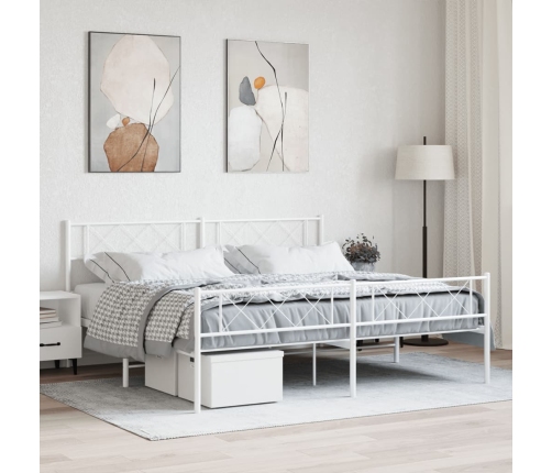 Estructura cama sin colchón con estribo metal blanco 183x213 cm