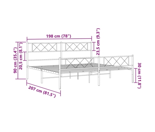 Estructura cama sin colchón con estribo metal blanco 193x203 cm