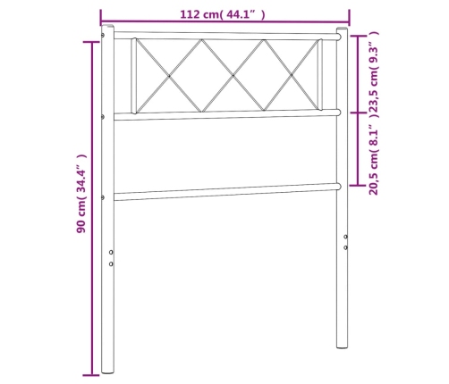 Cabecero de metal blanco 107 cm