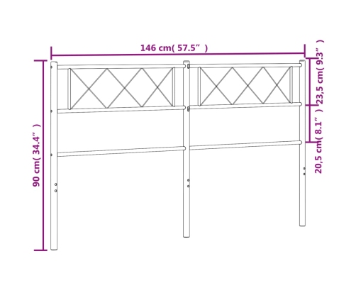 Cabecero de metal blanco 140 cm