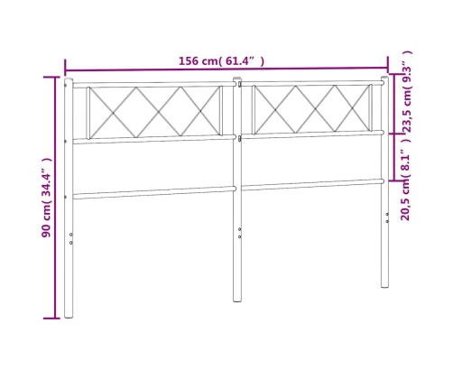 Cabecero de metal blanco 150 cm