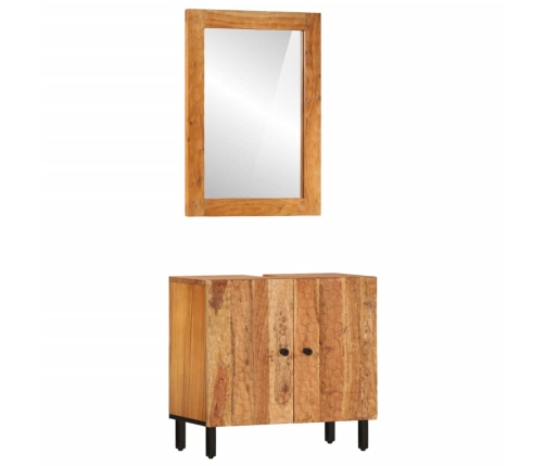 Conjunto de armarios de baño 2 piezas madera maciza de acacia