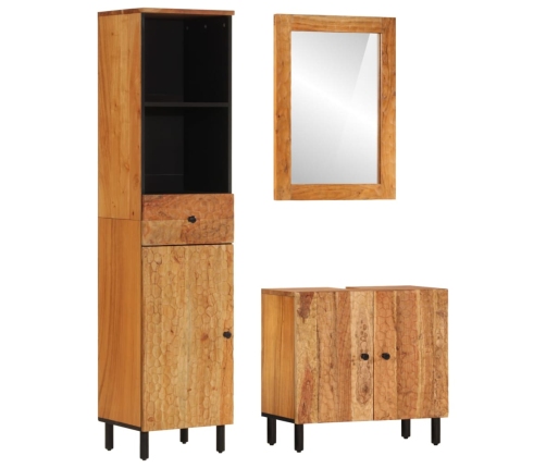 Conjunto de armarios de baño 3 piezas madera maciza de acacia