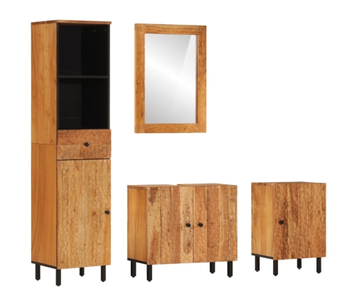 Conjunto de armarios de baño 4 piezas madera maciza de acacia