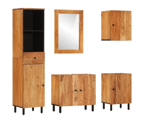 Conjunto de armarios de baño 5 piezas madera maciza de acacia