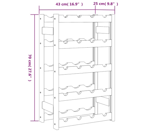 Botellero para 20 botellas madera maciza de pino gris