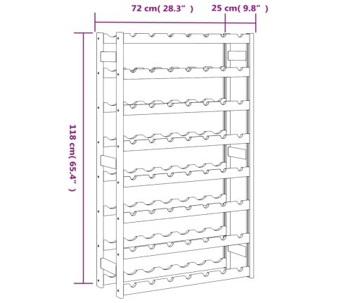 Botellero para 56 botellas madera maciza de pino gris