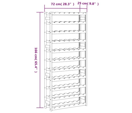 Botellero para 77 botellas madera maciza de pino gris
