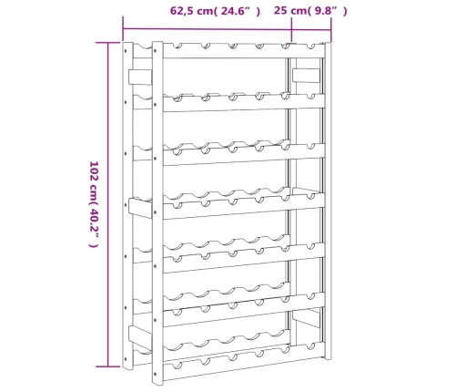 Botellero para 42 botellas madera maciza de pino marrón