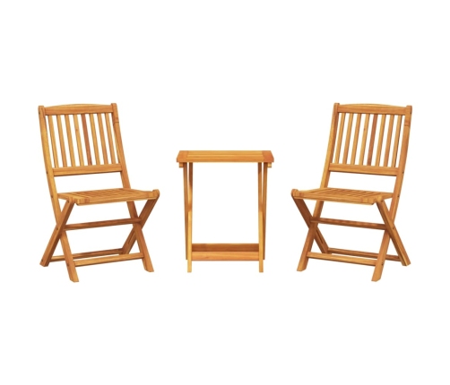 Set de comedor de jardín plegable 3 pzas madera maciza acacia