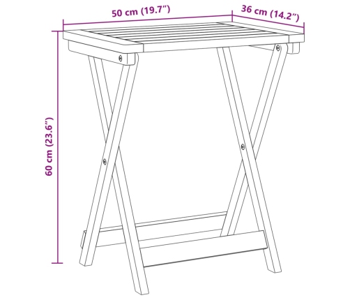 Set de comedor de jardín plegable 3 pzas madera maciza acacia