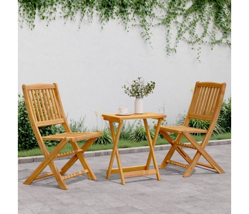 Set de comedor de jardín plegable 3 pzas madera maciza acacia