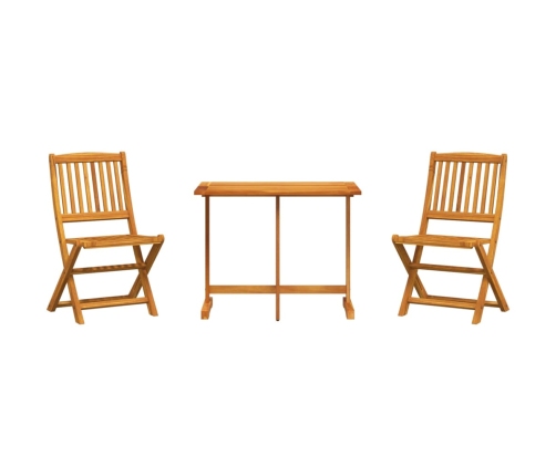 Set de comedor de jardín plegable 3 pzas madera maciza acacia