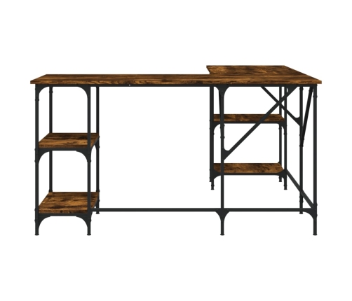 Escritorio madera de ingeniería roble ahumado 139x139x75 cm