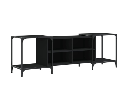 Mueble de TV de madera de ingeniería negro 153x37x50 cm