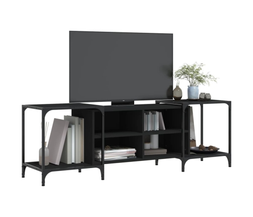 Mueble de TV de madera de ingeniería negro 153x37x50 cm