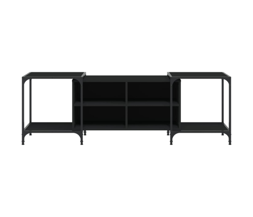 Mueble de TV de madera de ingeniería negro 153x37x50 cm