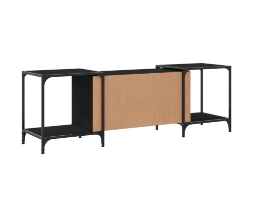 Mueble de TV de madera de ingeniería negro 153x37x50 cm