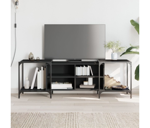 Mueble de TV de madera de ingeniería negro 153x37x50 cm